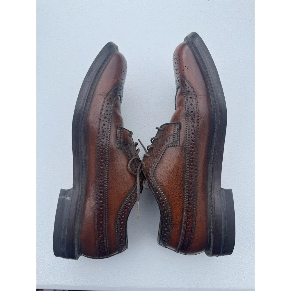 Vintage Florsheim Imperial 4075 Longwing Wingtip Oxford Brown Leather 8.5D USA